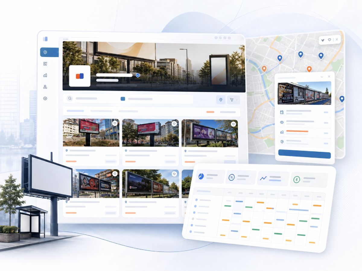 The storefront, map and availability calendar screens together