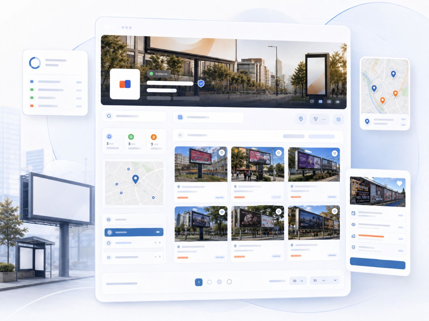 Storefront page with the store logo, cover image and listing cards